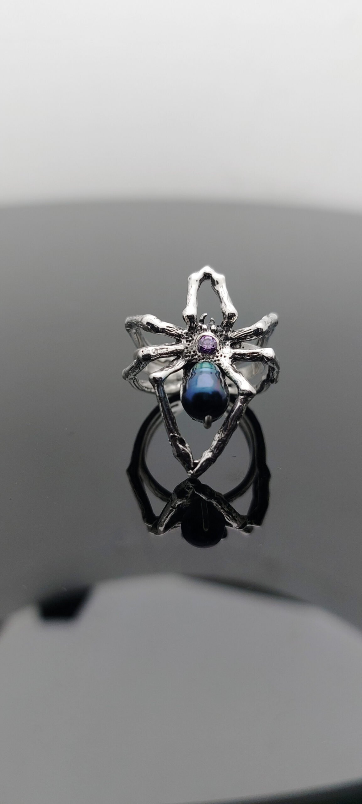 spider araña anillo plata