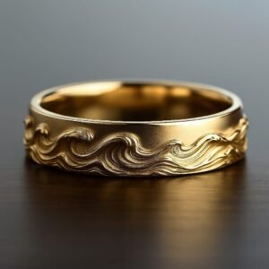 anillo con decoracion escultural en relieve