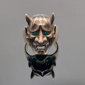 anillo hannya oroo solido con piedra natural