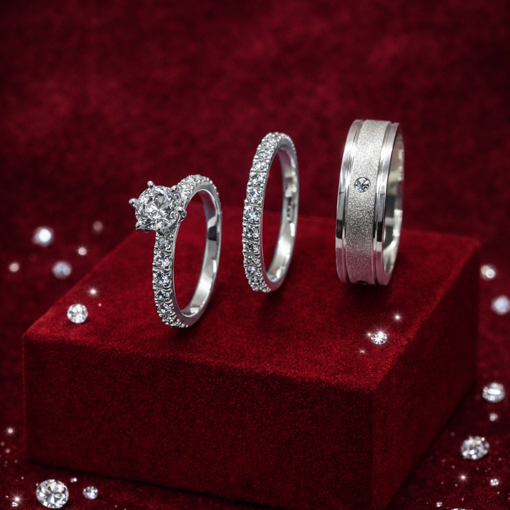 trio de matrimonio en plata